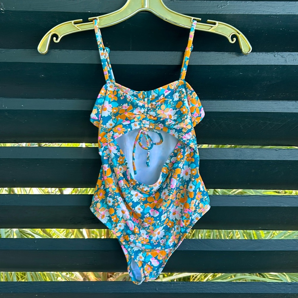 Hobie Kids Floral One Piece - Blue and Orange